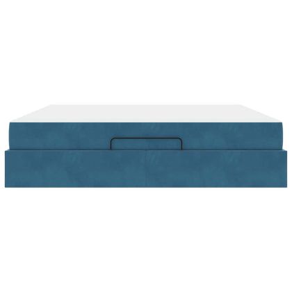 Рамка за легло с матрак с матрак 2 pcs Синьо Кадифе
