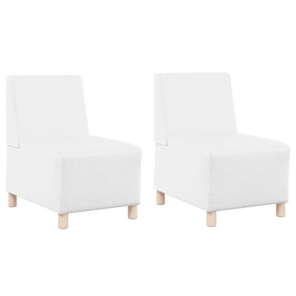 Модулен диван без ръкави 2 pcs Бяло 55 x 74 x 82 см Изкуствена