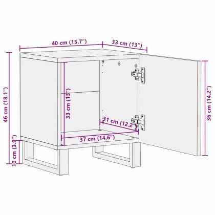 Нощен шкаф Кафяво 40 x 33 x 46 см Масивна акациева дървесина