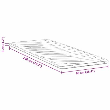 Топер за матрак 90 x 200 cm дебелина Трико тъкан Бяло
