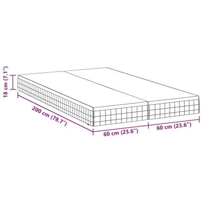 Матрак 2 pcs Бяло и сиво 60 x 200 cm Бонел пружина