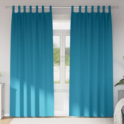 Завеси за затъмняване с пръстени 2 бр. Тюркоаз 225 x 140 см
