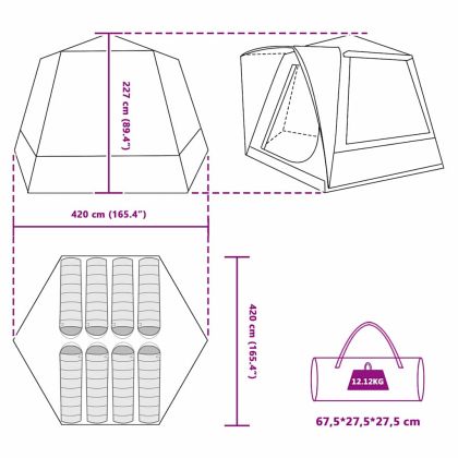Къмпинг наметало Кабина Синьо 420 x 420 x 227 см Полиестер