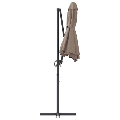 Плажен чадър Таупе 372 x 198 x 243 см Полиестер и алуминий