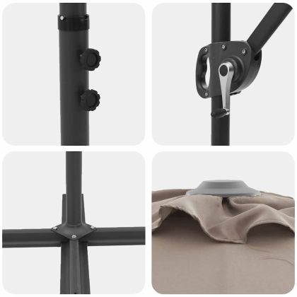 Плажен чадър Таупе 372 x 198 x 243 см Полиестер и алуминий