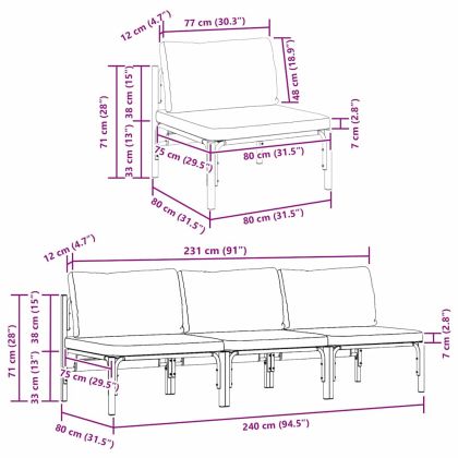 Мебели за открито 3 pcs Антрацит 80 x 80 x 71 cm Стомана