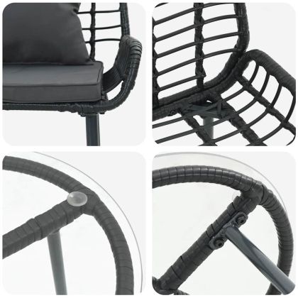 Комплект за хранене в градината 3 pcs Черно и антрацит