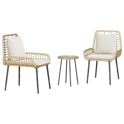 Комплект за хранене в градината 3 pcs Кафяв и Кремав полиратан