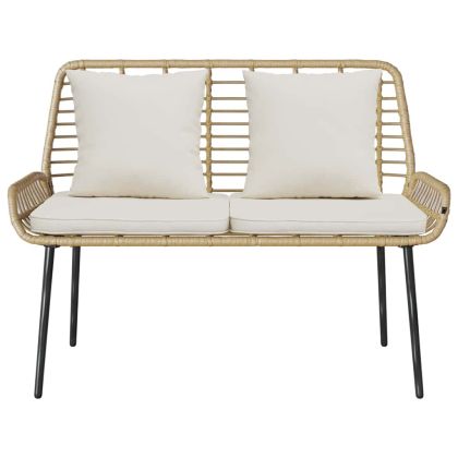 Градинска пейка Кафяв и Кремав полиратан