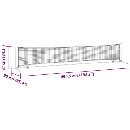 Тенис мрежа Черен и Червен 494,5 x 90 x 87 см Полиестер