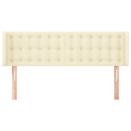 Горна табла за легло, кремава, 147x16x78/88 см, изкуствена кожа