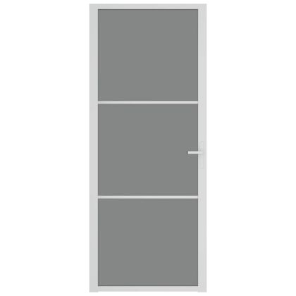 Интериорна врата 83x201,5 см бяла ESG стъкло и алуминий