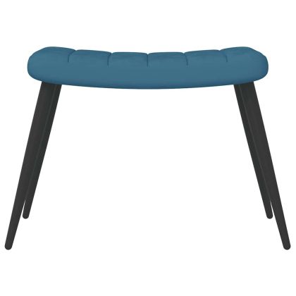 Релаксиращ стол с табуретка, син, кадифе