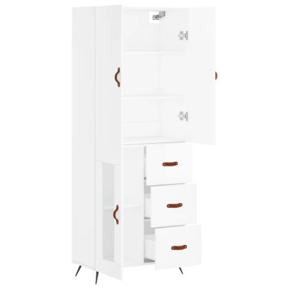 Висок шкаф, бял, 69,5x34x180 см, инженерно дърво