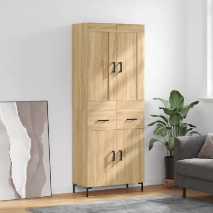 Висок шкаф, дъб сонома, 69,5x34x180 см, инженерно дърво