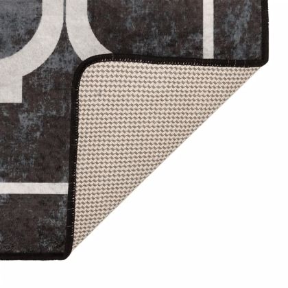 Перящ се килим, черно и бяло, 160x230 см, противоплъзгащ