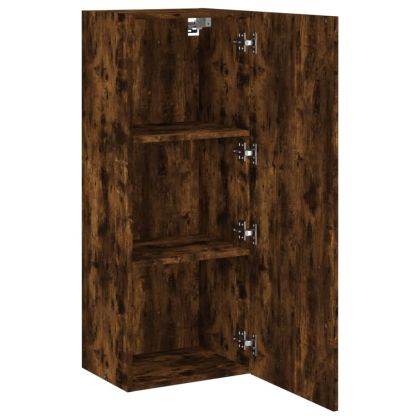 ТB стенен шкаф, опушен дъб, 40,5x30x102 см, инженерно дърво