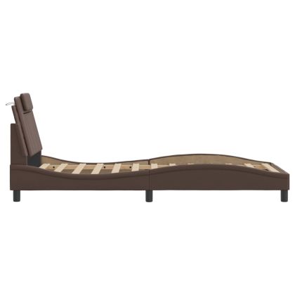 Рамка за легло Viana без матрак, кафява, 90x190 см, изкуствена кожа