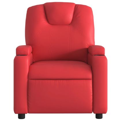 Електрически масажен реклайнер стол, червен, изкуствена кожа