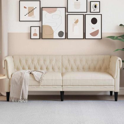 Честърфийлд диван 3-местен лен