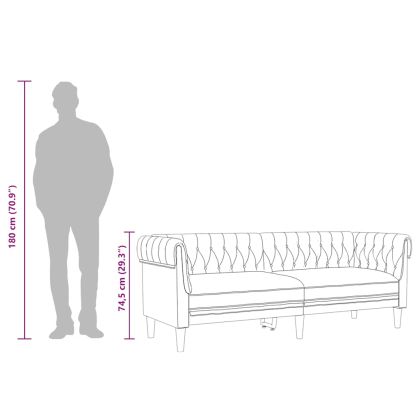 Честърфийлд диван 3-местен лен