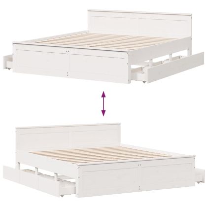 Рамка за легло без матрак с табла 200x200 см борово дърво масив