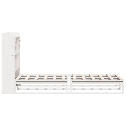 Легло с етажерка за книги, без матрак, 90x200 см, бор масив