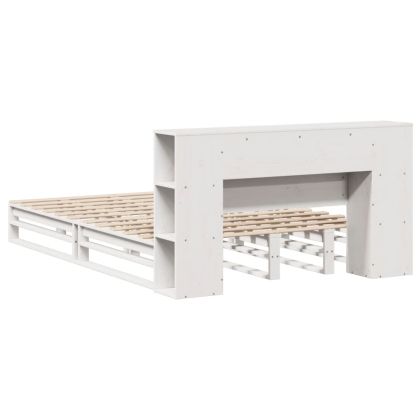 Легло с етажерка за книги, без матрак, 135x190 см, дърво масив