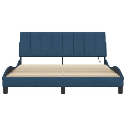 Рамка за легло без матрак Hanko, синя, 160x200 см, плат