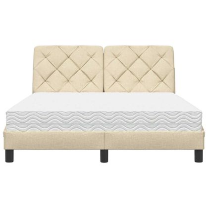 Легло с матрак, кремаво, 140x190 см, плат