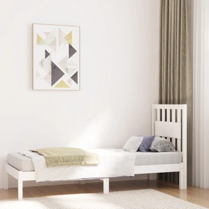 Рамка за легло, бяла, бор масив, 75x190 см, Small Single