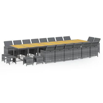 Градински комплект с възглавници 21 части сив полиратан