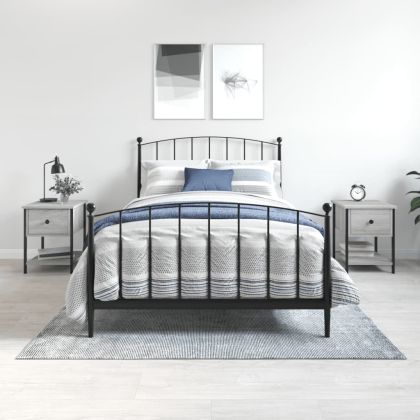 Нощни масички, 2 бр, cив сонома, 34x35,5x45 см, инженерно дърво