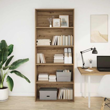 Библиотека, дъб артизан, 80x30x189 см, инженерно дърво