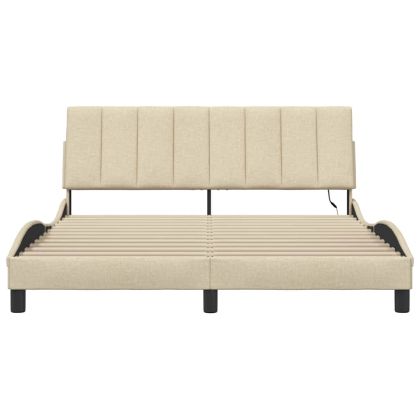 Рамка за легло без матрак Hanko, кремава, 160x200 см, плат
