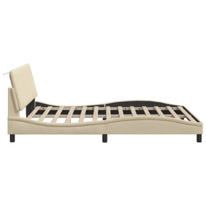 Рамка за легло без матрак Hanko, кремава, 160x200 см, плат