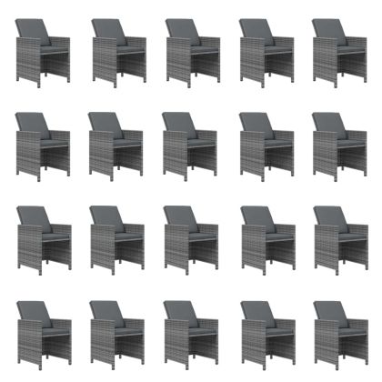 Градински комплект с възглавници 21 части сив полиратан