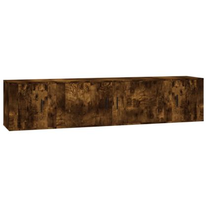 Комплект ТВ шкафове от 3 части, опушен дъб, инженерно дърво