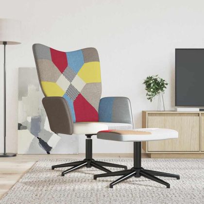 Релаксиращ стол с табуретка, пачуърк, плат