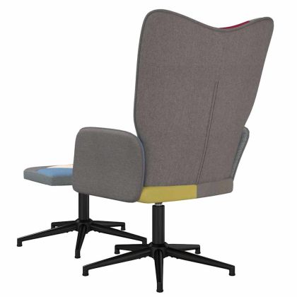 Релаксиращ стол с табуретка, пачуърк, плат