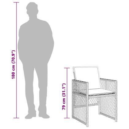 Градински комплект с възглавници, 11 части, бежов полиратан
