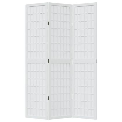 Разделител за стая, 3 панела, бял, дърво пауловния масив