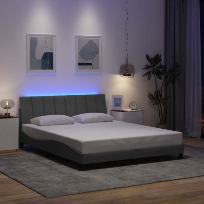 Рамка за легло без матрак Hanko, светлосива, 160x200 см, плат