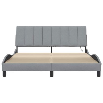 Рамка за легло без матрак Hanko, светлосива, 160x200 см, плат