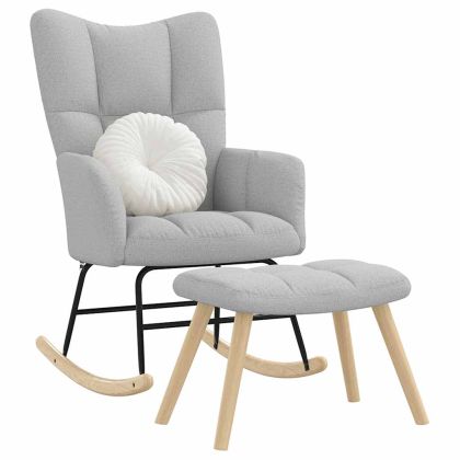 Люлеещ се стол с табуретка за крака Cloud Grey Fabric