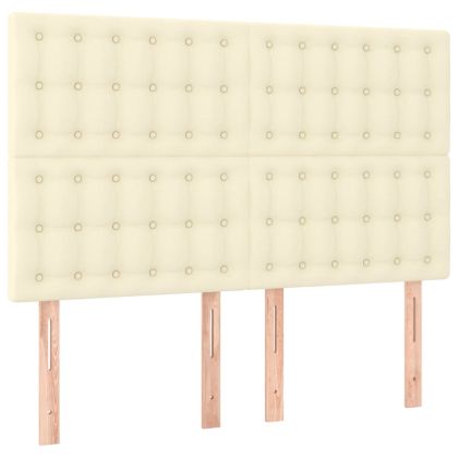 LED горна табла за легло, кремава, 144x5x118/128 см