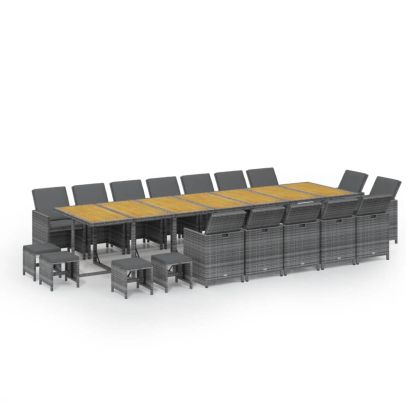 Градински комплект с възглавници 19 части сив полиратан