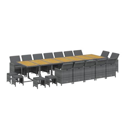 Градински комплект с възглавници 19 части сив полиратан