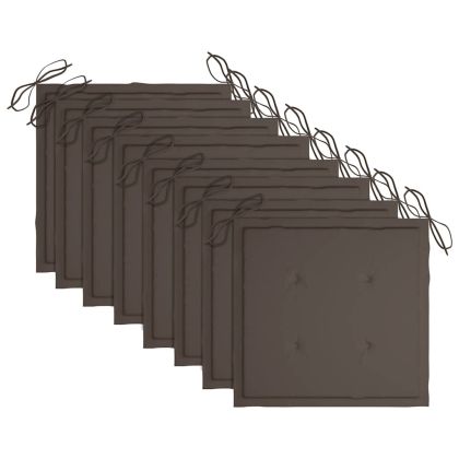 Сгъваеми градински столове с възглавници, 8 бр, тик масив