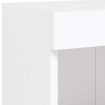 ТВ стенни модули с LED, 5 части, бели, инженерно дърво